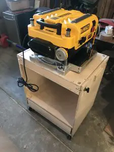 Dewalt thickness planer on a moveable trolley